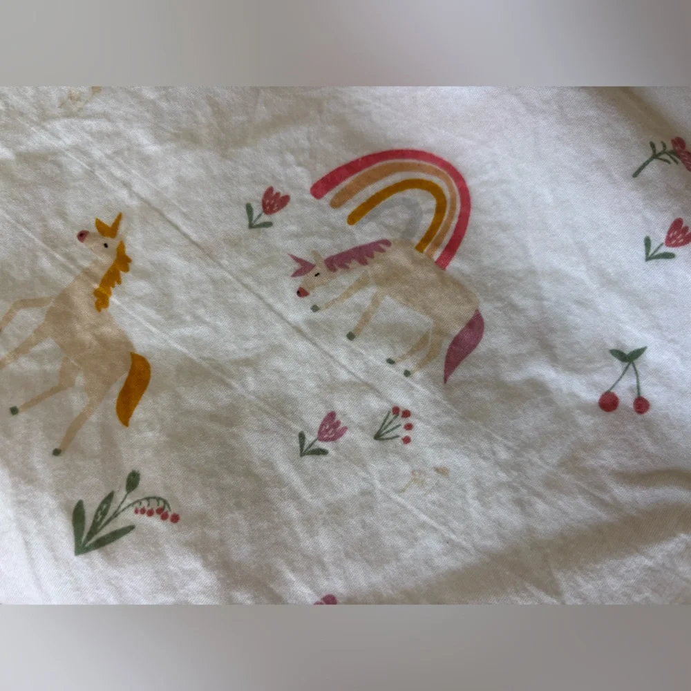Pillowfort Unicorn and Rainbow Twin Flat Sheet Pink and Yellow